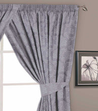 Load image into Gallery viewer, Regency Silver - Jacquard Floral Grey Curtain Pair