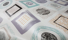 Load image into Gallery viewer, PVC Retro Frames - Wipe Clean Table Cloth Abstract Aqua Green Black Shapes