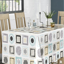 Load image into Gallery viewer, PVC Retro Frames - Wipe Clean Table Cloth Abstract Aqua Green Black Shapes