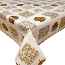 Load image into Gallery viewer, PVC Retro Circles Brown - Wipe Clean Table Cloth Abstract Shapes Grid