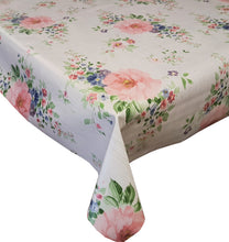 Load image into Gallery viewer, PVC Rose Multi - Wipe Clean Table Cloth Floral Blue Pink Green