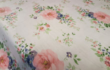 Load image into Gallery viewer, PVC Rose Multi - Wipe Clean Table Cloth Floral Blue Pink Green