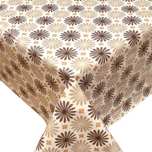 Load image into Gallery viewer, PVC Shasta Daisy Natural - Wipe Clean Table Cloth Lace Flower Print Brown Beige Mink