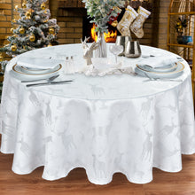 Load image into Gallery viewer, Large Stag White Silver - Christmas Table Cloth Range
