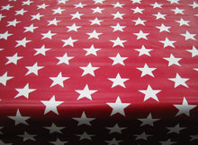 Load image into Gallery viewer, PVC Stars Red White - Wipe Clean Table Cloth