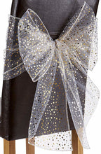 Load image into Gallery viewer, Chair Bows Gold Stars On White - Pack Of 2, Festive Christmas Wedding Party Decorative Range