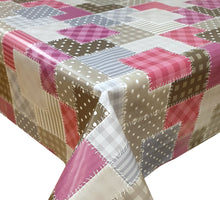 Load image into Gallery viewer, PVC Stitch Patch Purple - Wipe Clean Table Cloth Polka Dot Stripes Gingham Check Pink Charcoal Grey
