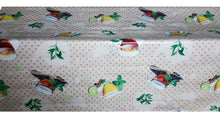 Load image into Gallery viewer, PVC Herbal Tea Natural - Wipe Clean Table Cloth Leaves Lime Beige Polka Dot Pots