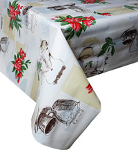 Load image into Gallery viewer, PVC Tea Time Red - Wipe Clean Table Cloth Flowers Polka Dot Pie Cakes