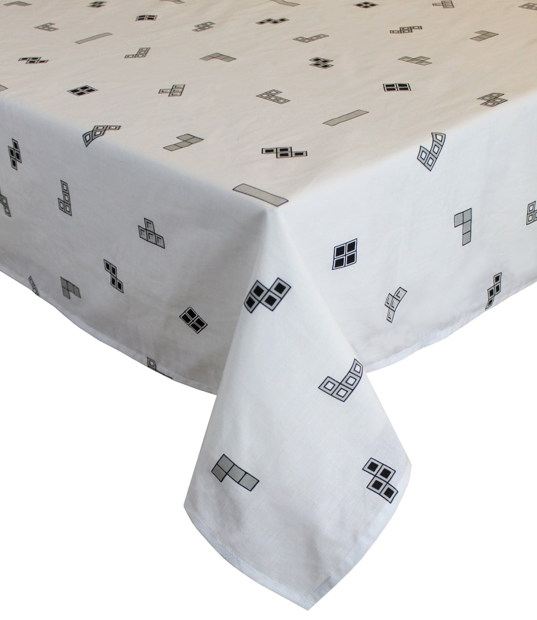 Tetris 'Monochrome' White - Table Cloths Tetriminos