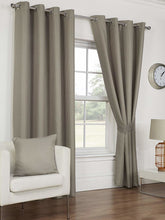 Load image into Gallery viewer, Waffle Taupe - Eyelet / Ring Top Curtain Pair Mink