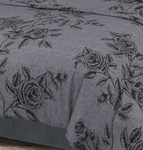 Load image into Gallery viewer, Wild Rose Slate - Duvet Cover Set Grey Black Flowers