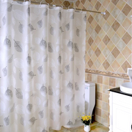 Shower Curtain Set - PEVA Leaves Autumn Grey