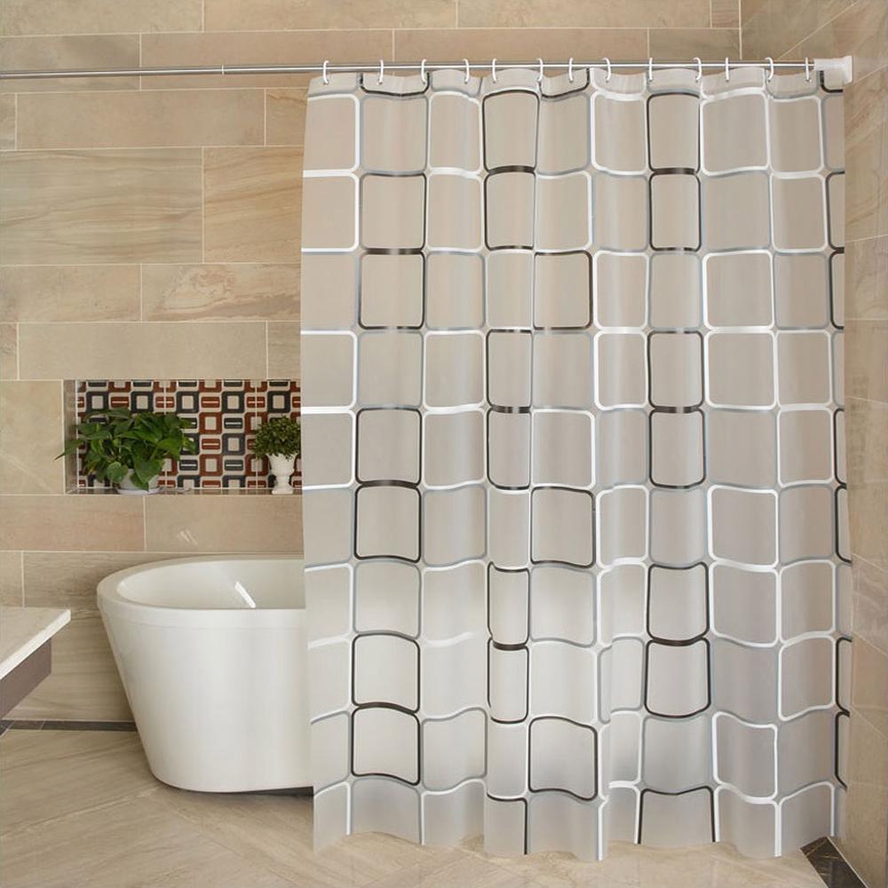 Shower Curtain Set - PEVA Cubes Black Grey White