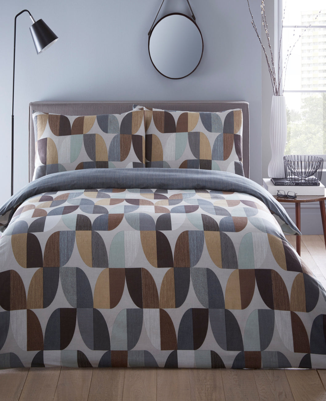 Abstract Charcoal - Single Bed Duvet Cover Set, Retro Grey Brown