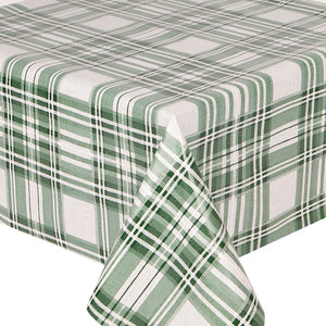 PVC Argyle Green - Wipe Clean Tablecloth Festive Tartan Check Moss