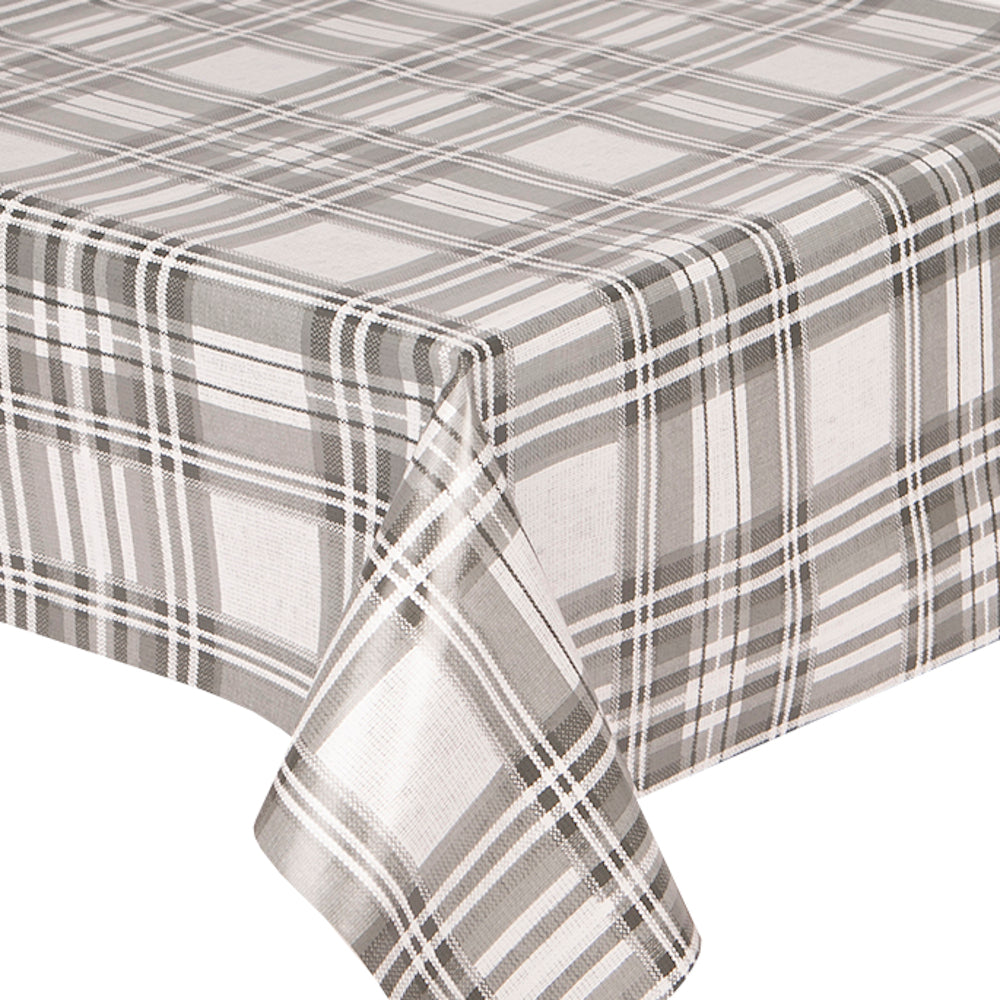 PVC Argyle Grey - Wipe Clean Tablecloth Festive Tartan Check Slate