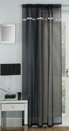 Ibiza Black - Voile Panel Slot Top Diamante Trim Border Silver