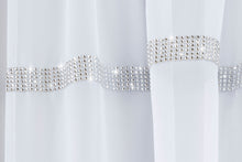 Load image into Gallery viewer, Ibiza White - Voile Panel Slot Top Diamante Trim Border Silver
