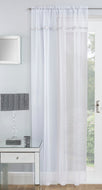 Ibiza White - Voile Panel Slot Top Diamante Trim Border Silver