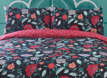 Load image into Gallery viewer, Irvine Black - Duvet Cover Set Floral Leaves Red Teal Blue
