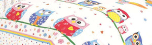 Owl Love - Single Bed Duvet Cover Set, Polka Flower Hearts