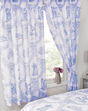 Load image into Gallery viewer, Toile De Jouy Blue - Curtain Pair French Countryside Floral
