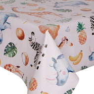 PVC Zoo - Wipe Clean Tablecloth Safari Animals Fruits