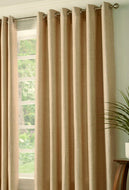 Basket Weave Natural - Eyelet / Ring Top Curtain Pair Mink Tan