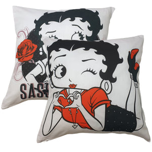 Betty Boop 'Eras' Sassy - Cushion Covers Floral Rose Red Black White