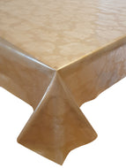 PVC Roses Clear Gold - Wipe Clean Table Cloth Embossed Flowers