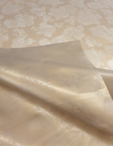 PVC Roses Clear Gold - Wipe Clean Table Cloth Embossed Flowers