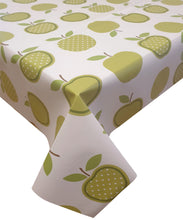 Load image into Gallery viewer, PVC Dotty Apples Green - Wipe Clean Table Cloth Polka Dot Fruit Lime
