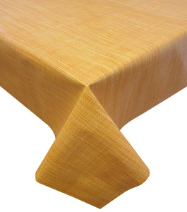 PVC Faux Linen Look Yellow - Wipe Clean Table Cloth Slubbed Mustard