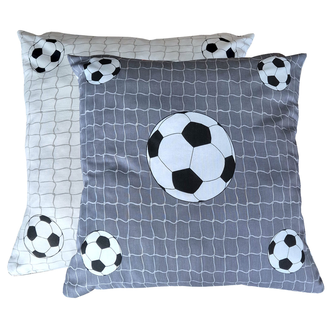 Football Grey White - Filled Cushion Cover Sports Ball Net