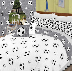 Football Grey White - Duvet Cover Set Sports Ball Net