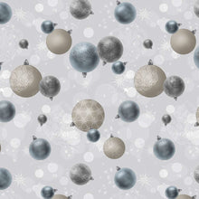 Load image into Gallery viewer, PVC Glitz Baubles Silver - Wipe Clean Table Cloth Xmas Snowflake Lace Mink Grey
