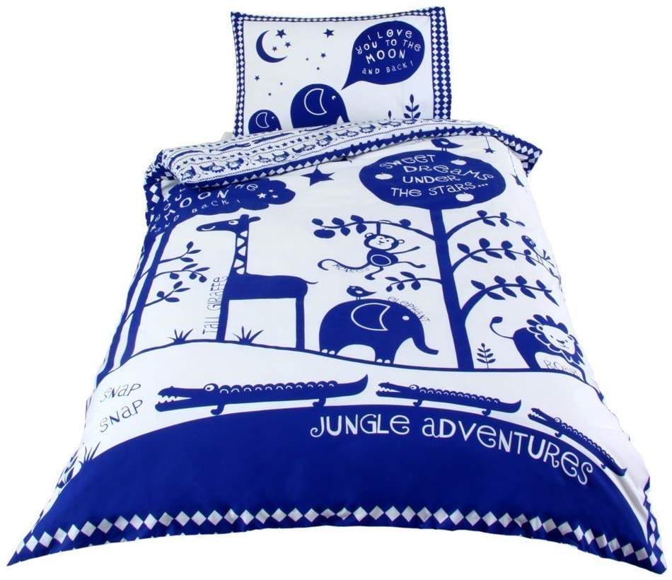 Jungle Adventures Blue - Single Bed Duvet Cover Set