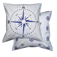 Nautical Blue - Cushion Covers Compass Ship Wheel Helm