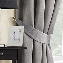 Load image into Gallery viewer, Sateen Grey - Pencil Pleat Woven Blackout Curtains
