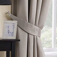 Load image into Gallery viewer, Sateen Natural - Pencil Pleat Woven Blackout Curtains Beige
