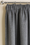 Sateen Black Grey - Pencil Pleat Woven Blackout Curtains