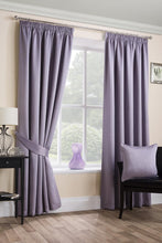 Load image into Gallery viewer, Sateen Mauve - Pencil Pleat Woven Blackout Curtains Lilac

