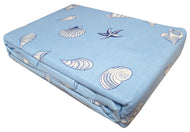 Single Bed Flannelette Sheet Set - Printed Shells Blue