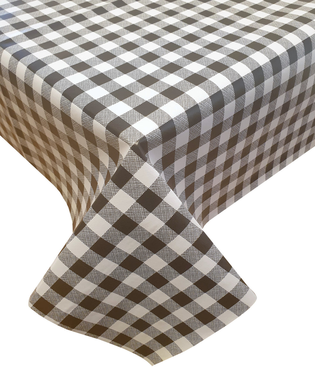 PVC Small Gingham Black - Wipe Clean Table Cloth Picnic Check