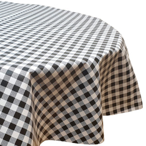 PVC Small Gingham Black - Wipe Clean Table Cloth Picnic Check