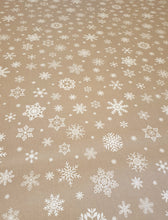 Load image into Gallery viewer, PVC Snowflake Mink - Wipe Clean Table Cloth Christmas Festive Snow Beige Latte White
