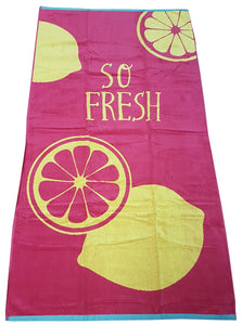 Beach Towel So Fresh Lemons Pink Yellow