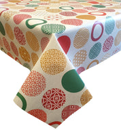 PVC Sphere Red - Wipe Clean Table Cloth Geo Circles Green Gold
