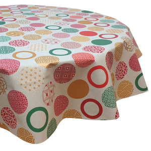 PVC Sphere Red - Wipe Clean Table Cloth Geo Circles Green Gold